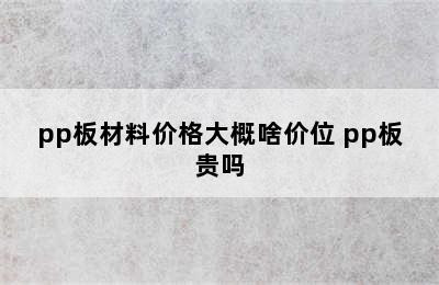 pp板材料价格大概啥价位 pp板贵吗